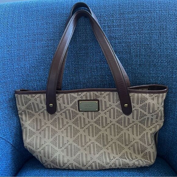 Ralph Lauren Vintage Signature Khaki Brown Medium Satchel Tote Handbag - Picture 2 of 13